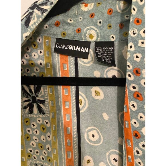 Diane Gilman 100% Silk Oversized Blazer Jacket Abstract Print Pockets Large - Picture 5 of 9